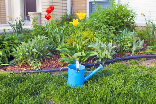 Gardener applying health and safety measures while working outdoors